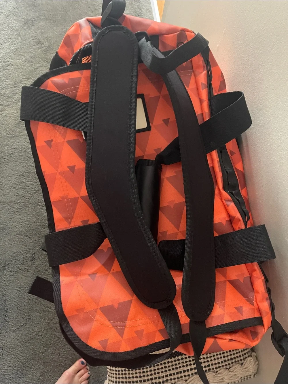 Orange Geometric Men's Duffel Bag - Backpack